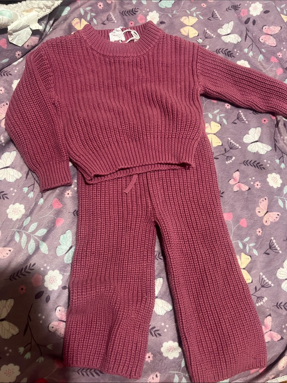 Kids Knit Two-Piece Set - Dusty Rose